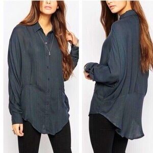 Free People Herringbone Button Down